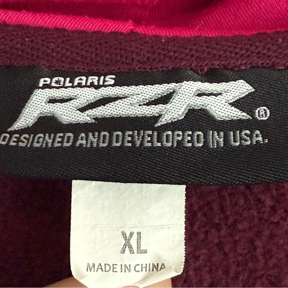 Polaris RZR Burgundy and Pink Zip-Up Hoodie size kids XL L 26” Pit to pit 21” - Picture 3 of 9